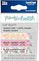 Vista 79 de Brother P-touch Embellish Cinta de impresión negra sobre encaje plateado con patrón TZEMPSL31 – ~1.3 cm de ancho x 4 m de largo para usar