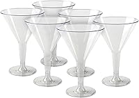 Vista 1 de Elegantes vasos de Martini de plástico transparente – 6 onzas (6 unidades) – Vasos de cóctel de alta calidad y vasos de fiesta, vasos de Martini