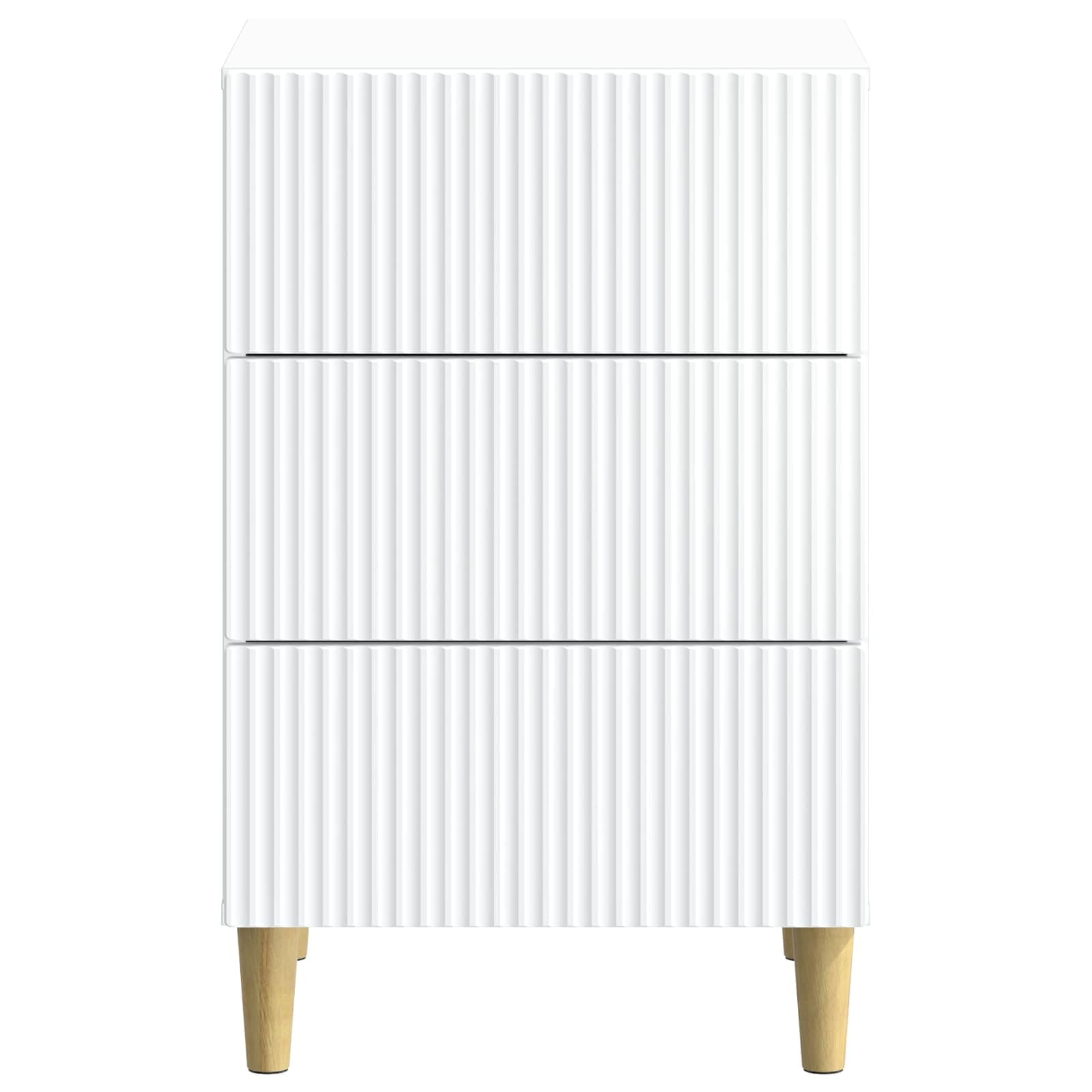 Mesita de noche blanca con 3 cajones, 43 x 41 x 66,5 cm