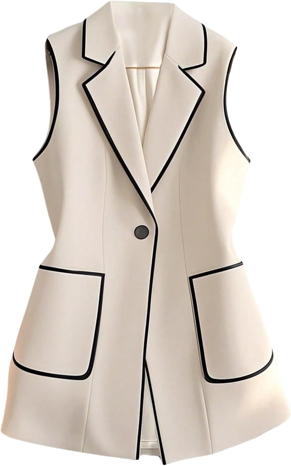GORGLITTER Women's Sleeveless Blazer Vest Trendy Button Collared Business Casual Fall Lightweight Blazers Suit Jacket
