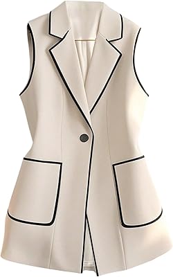 GORGLITTER Women's Sleeveless Blazer Vest Trendy Button Collared Business Casual Fall Lightweight Blazers Suit Jacket