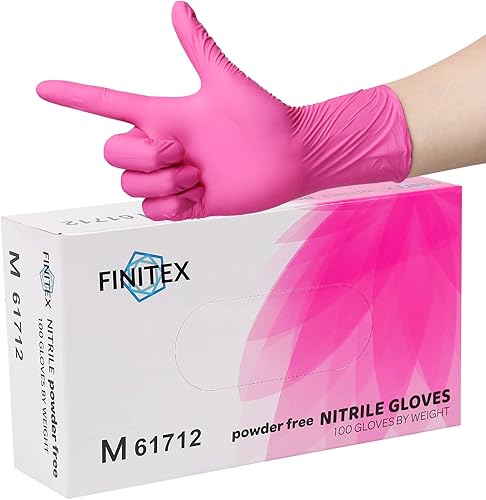 Miniatura 8 de FINITEX Guantes desechables de nitrilo rosa sin látex  3.5 mil 100 unidades sin polvo sin látex guantes de limpieza para examen médico