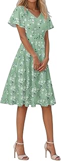 Vestidos para mujer Fecha Noche Cuello en V Boho Hasta la Rodilla Verano 2025 Tie Dye Floral Manga Corta Falda Corta