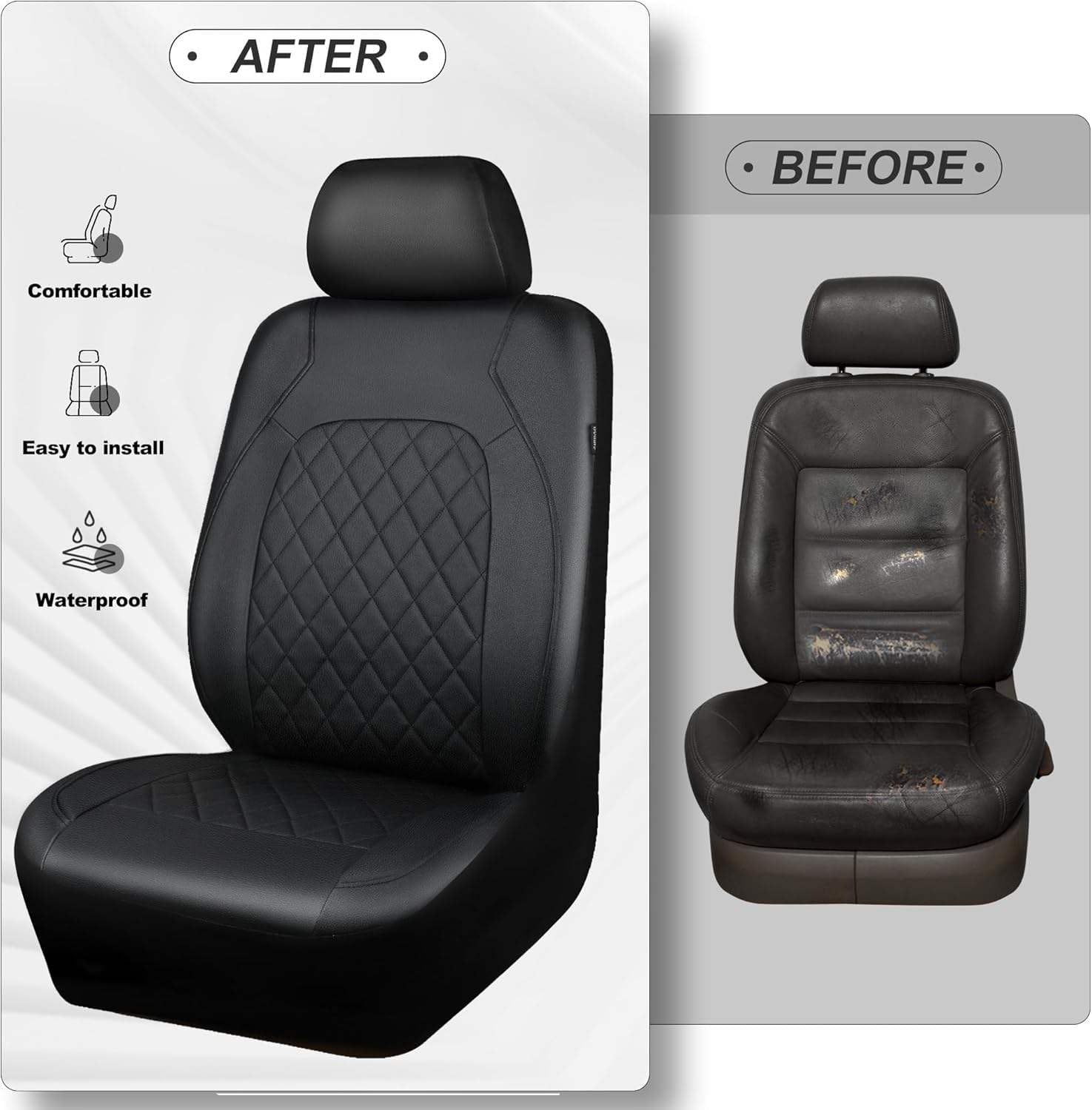 Fundas de Asiento Delantero Coche para Hyundai iX-20 ix20, Cubreasientos Protectores Transpirables Compatibilidad Airbag Todas Estaciones,Black — view 2