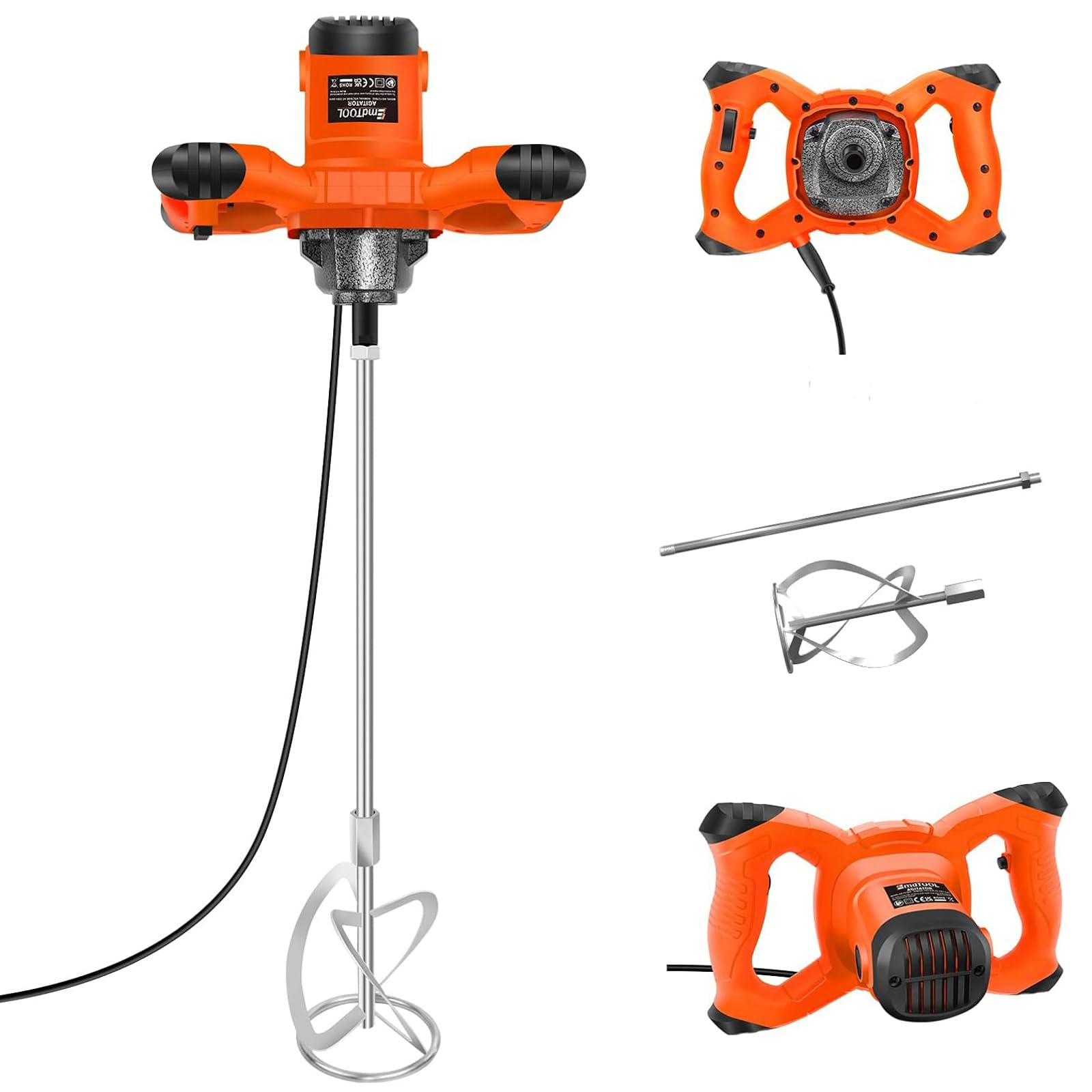 2600W 240V Concrete Mixer Machine - 6 Speed Adjustable Electric Mixer with M14 Threaded Rod & 1.5M Cable - Ideal for Paint Stirrer, Cement Mixer, Drill Paddle Mixer