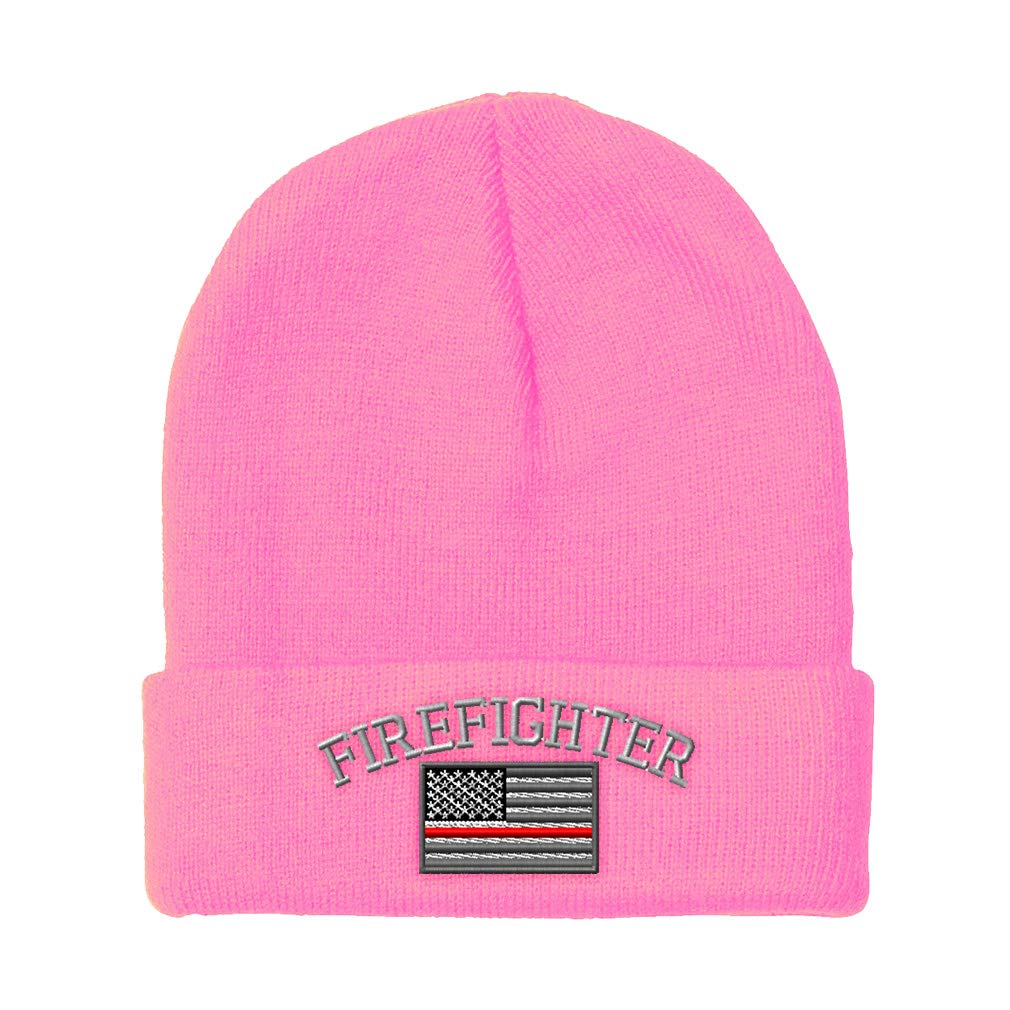 Speedy ProsCustom Beanies for Men Firefighter USA Flag Red Line Embroidery Winter Hats for Women Skull Cap 1 Size
