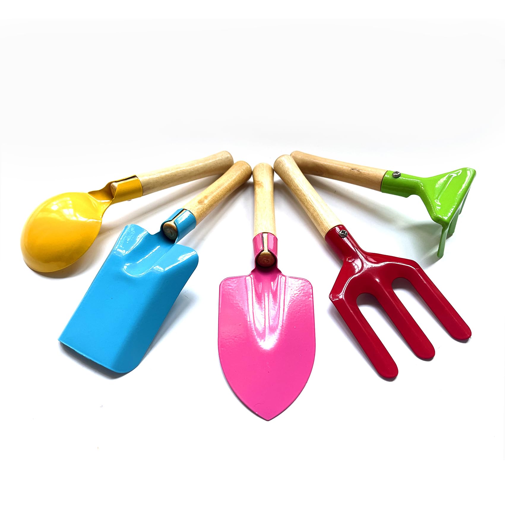KY-Tech Kids Gardening Tool Set 5 Piece Childrens Gardening Set 8" Kids Garden Tools Made of Metal with Sturdy Wooden Handle Gardening Spoon