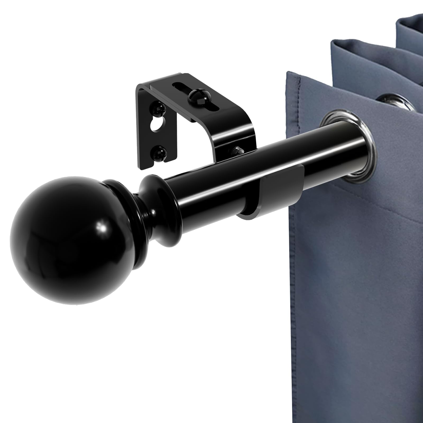 Curtain Poles For Eyelet Curtains Curtain Poles Black Curtain Pole Small Curtain Rods Includes Round Finials Rings Brackets And Fittings Set For Living Room And Bathroom Black 84-290CM