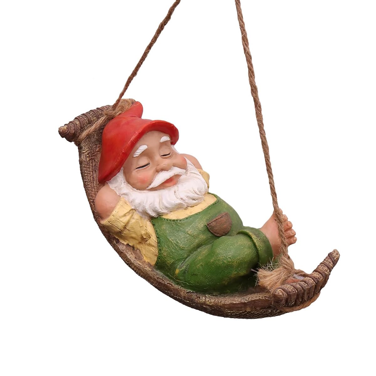 Alide Garden Gnome Hammock Figurine Outdoor Resin Decoration Waterproof Lying Gnome Statue Patio Yard Lawn Ornament Green 7 x 8.5 x 14 cm