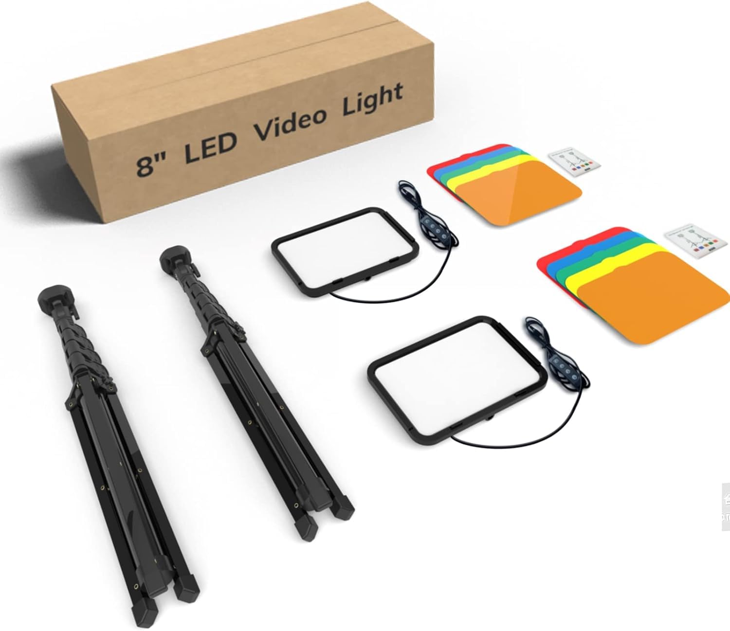 2 Panneau LED Eclairage LED Lumiere Photo avec Trépied Réglable, Éclairage Video 3000K–6500K pour Streaming Youtube et Enregistrement Vidéo Dimmable