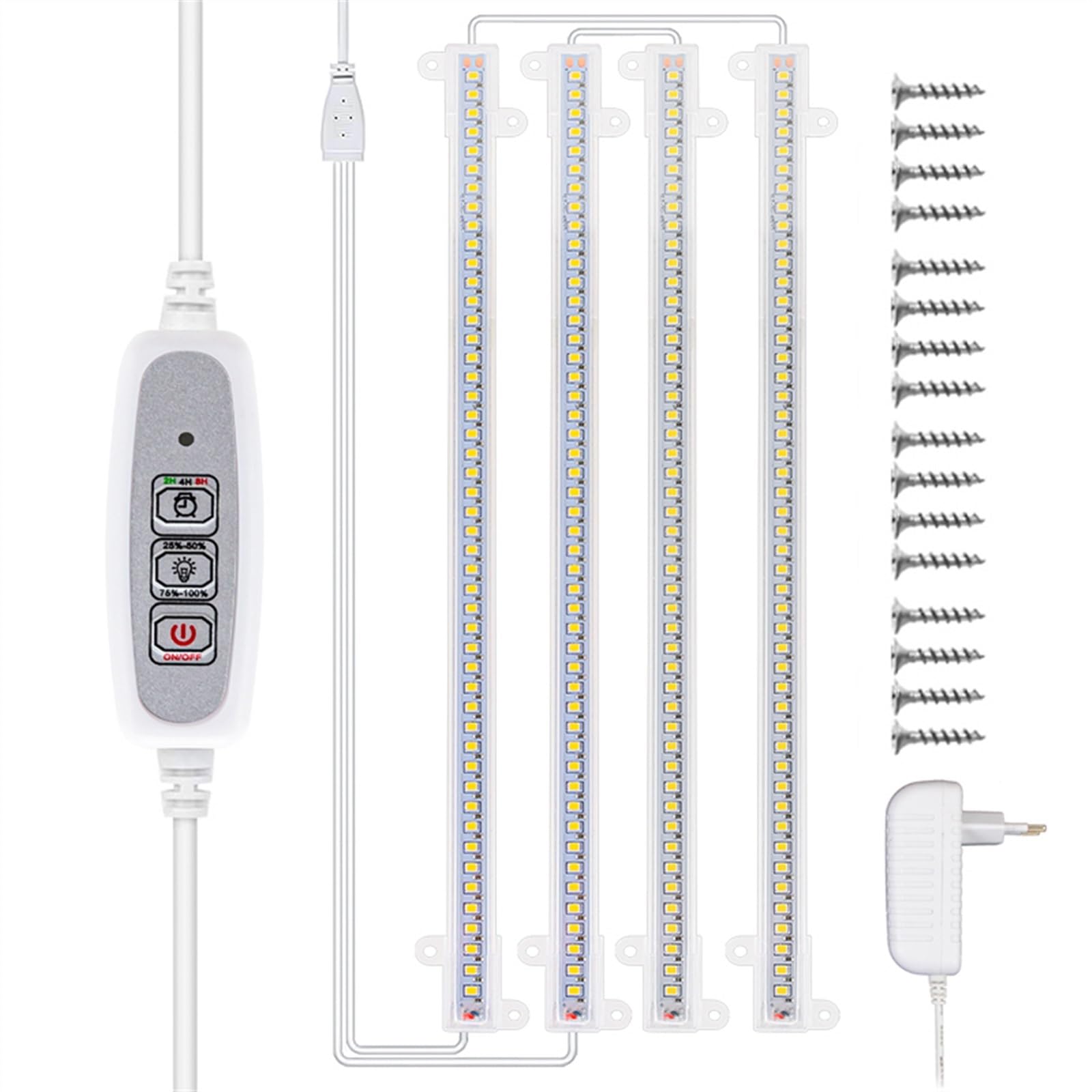 Lampa do Roślin, Wewnętrzne paski świetlne Led do uprawy 40W Phytolamp dla roślin 4 szt. Bary pełne biała dioda LED Timer lampa fito hydroponiczna ściemnialna listwa(One set with 4 bars)