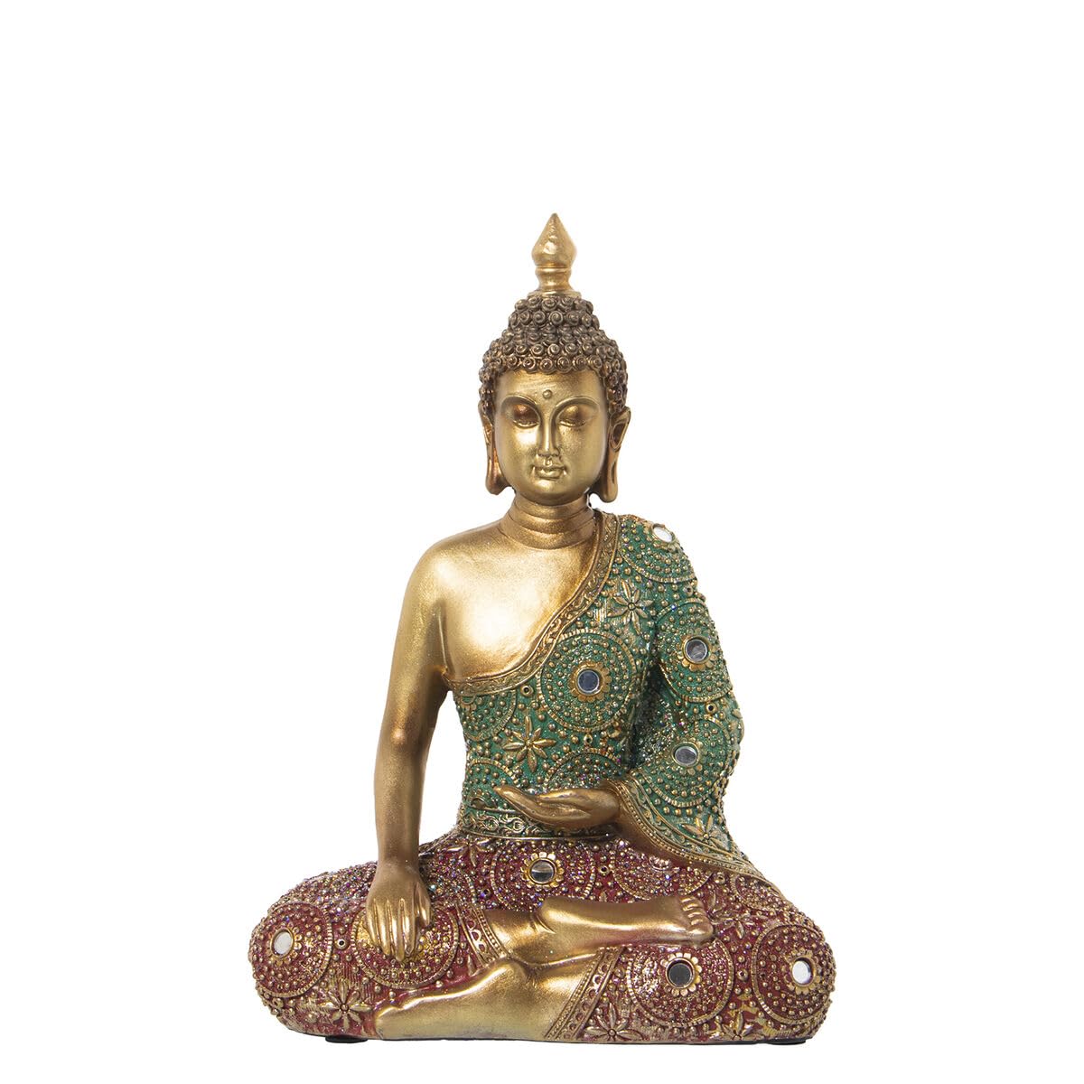 Alexandra House Living Figura Decorativa Rojo Verde Dorado Plástico Buda 13 x 23 x 30 cm