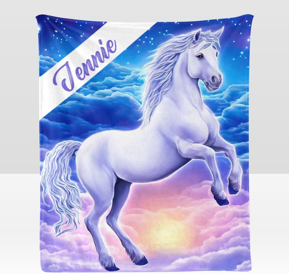 Custom Blanket with Name Text,Personalized Sea Turtle and Starfish Super Soft Fleece Throw Blanket for Couch Sofa Bed (50 X 60 inches)