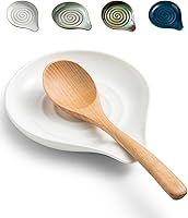 Vista 9 de LAUCHUH Reposacharas para Estufa de 5 Pulgadas Soporte de Cuchara de Cocina para Encimera de Cocina Portacucharón de Cerámica para Espátula, Negro