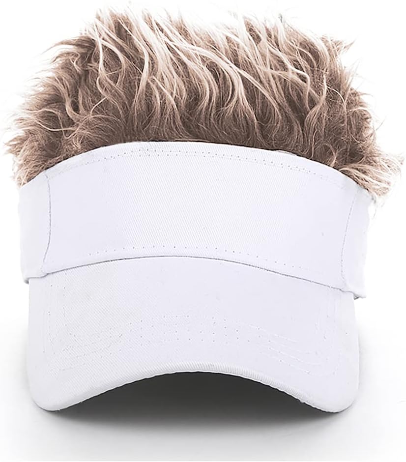 Malaxlx Mens Visor Cap Wig Adjustable Baseball Cap Golf Hats with Fake Hair - Image 3