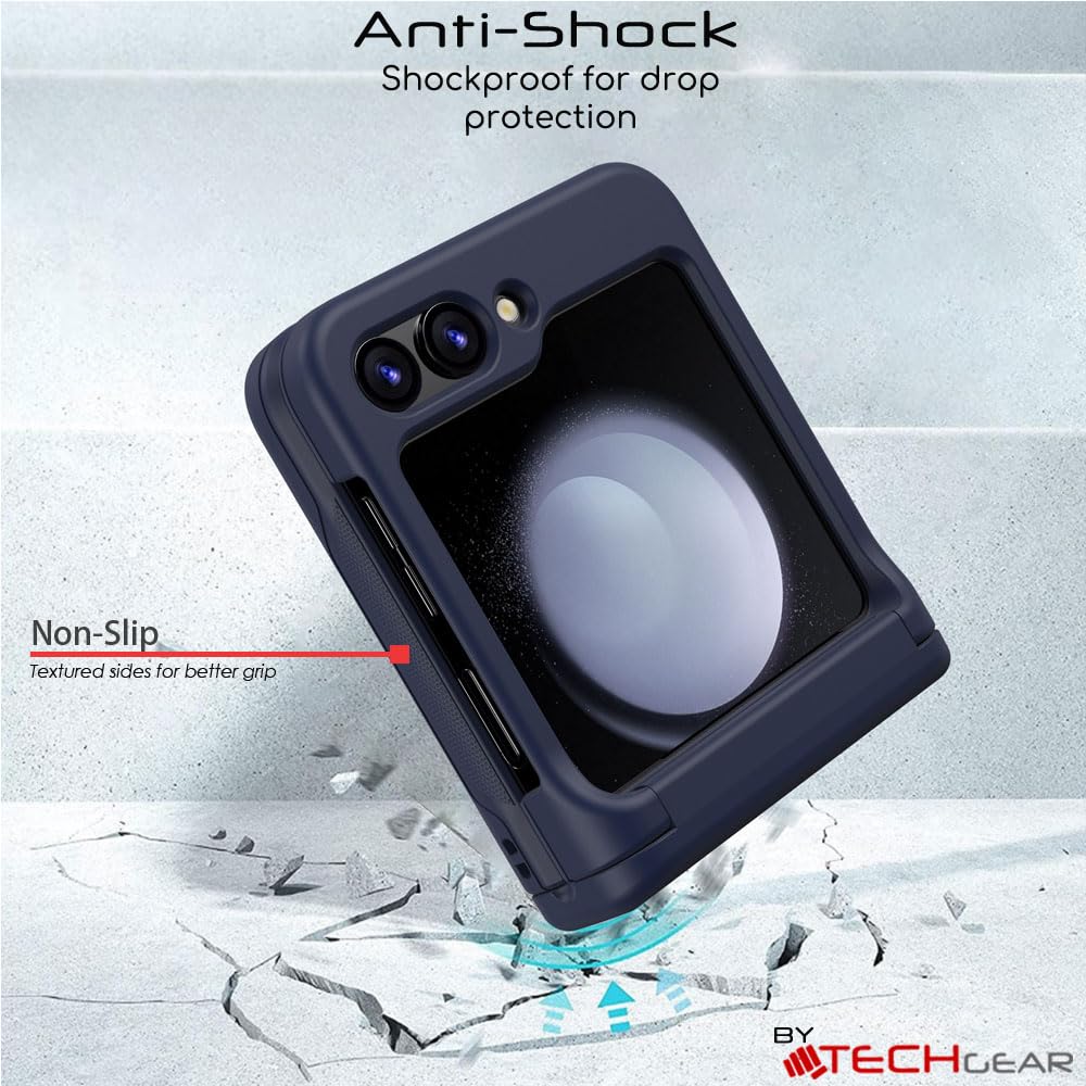 TECHGEAR Coque Samsung Galaxy Z Flip 6 avec porte-cartes Protection robuste Bleu