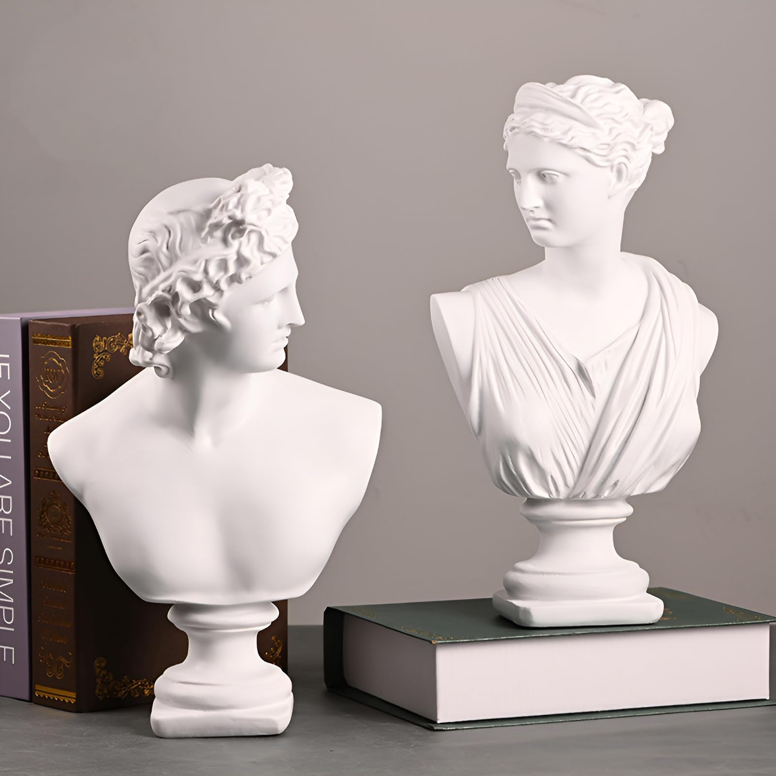 PAEFIU David Statue, Griechische Mythologie-Göttin-Statue, Michelangelo David Büste Figur, Apollo Dekorationen Skulpturen, Moderne Diana Ornamente, für Home Büro Bücherregal Skizze Praxis (Stil 1)