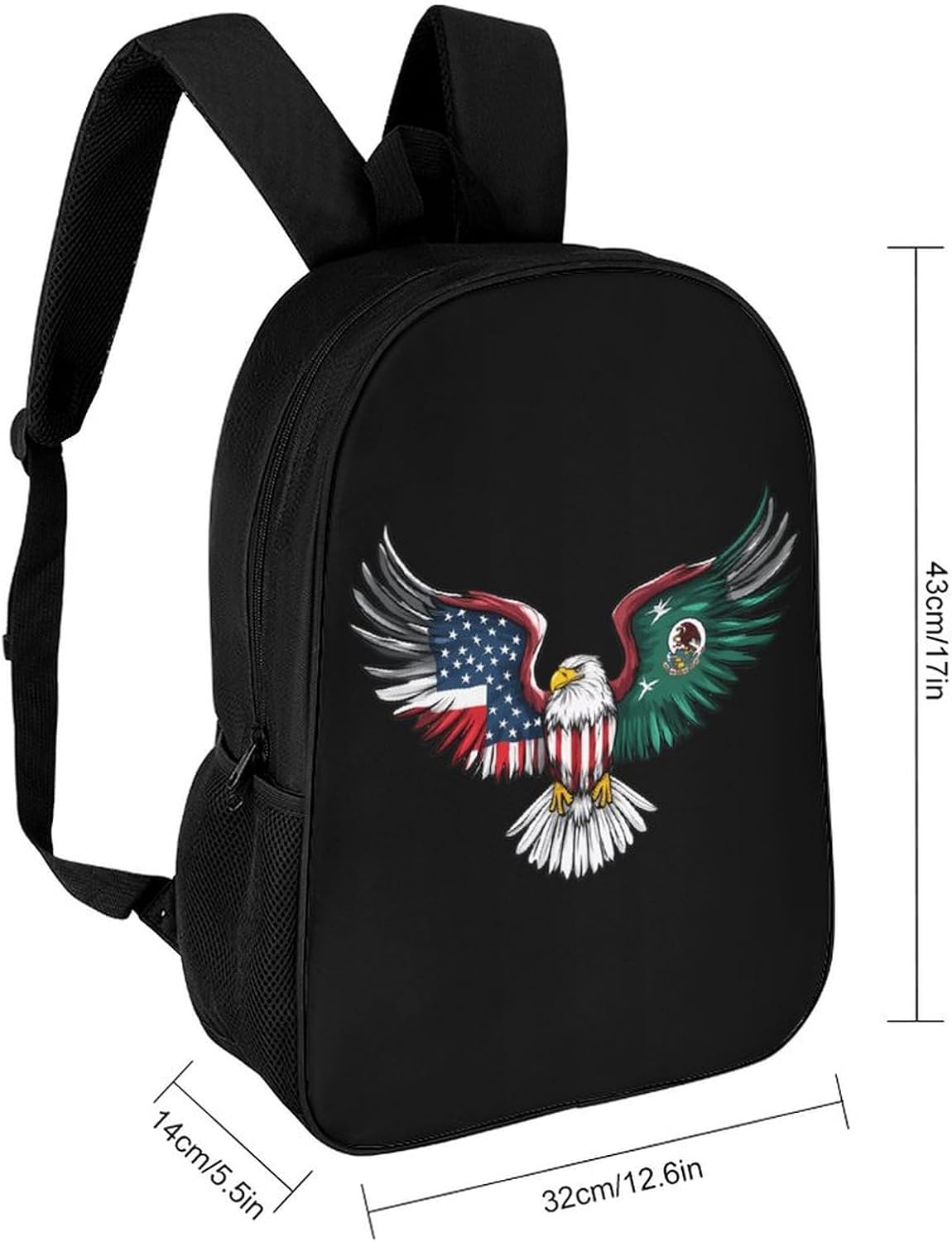 USA Mexico Friendship Ea-gle Laptop Backpack for Men Women 17 Inch Shoulder Bag Travel Daypack