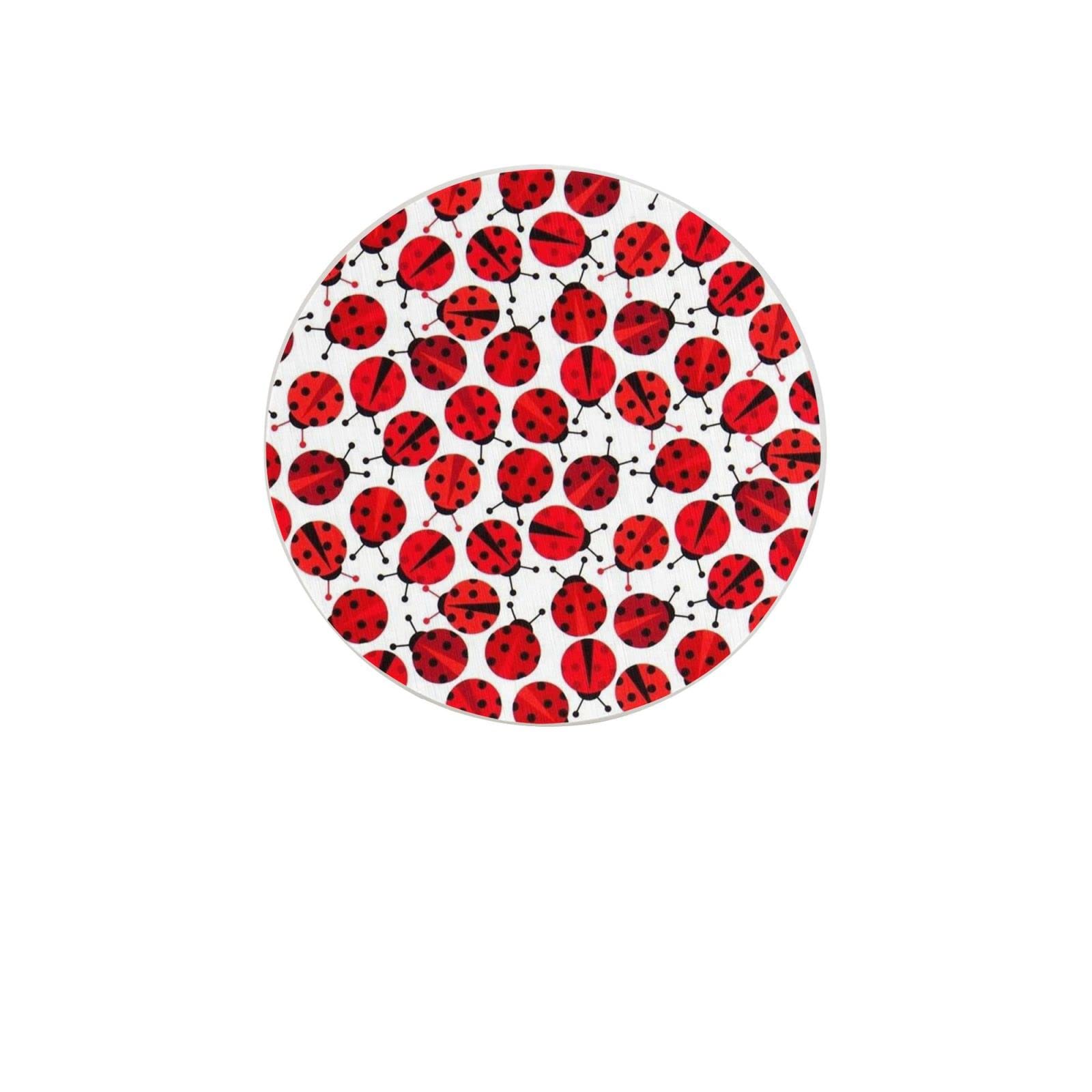 Red Ladybugs Four Pieces Coaster Heat-Resistant Reusable Saucers for Drinks Wine Glasses Plants Cups Mugs