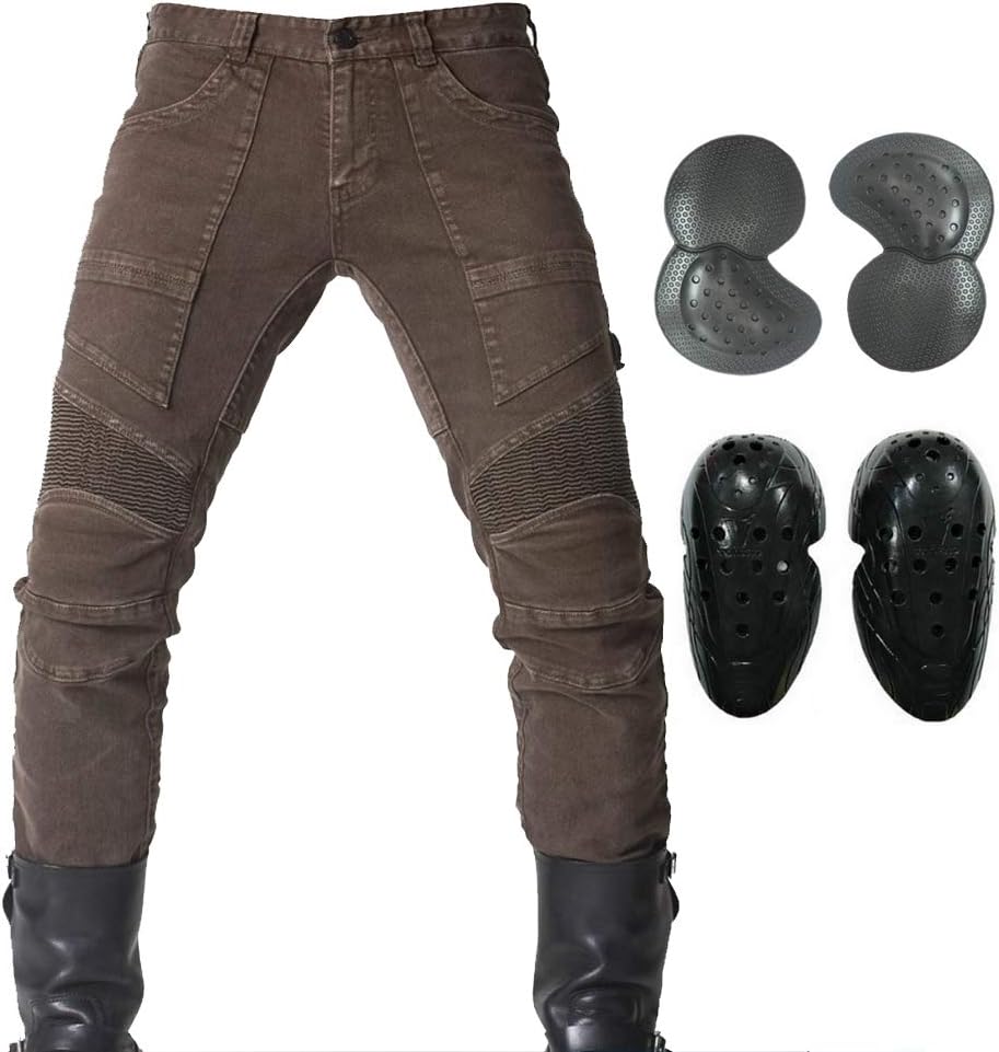 Men Motorcycle Riding Jeans Cycling Racing Pants with 4 X Knee Hip Protector Pads