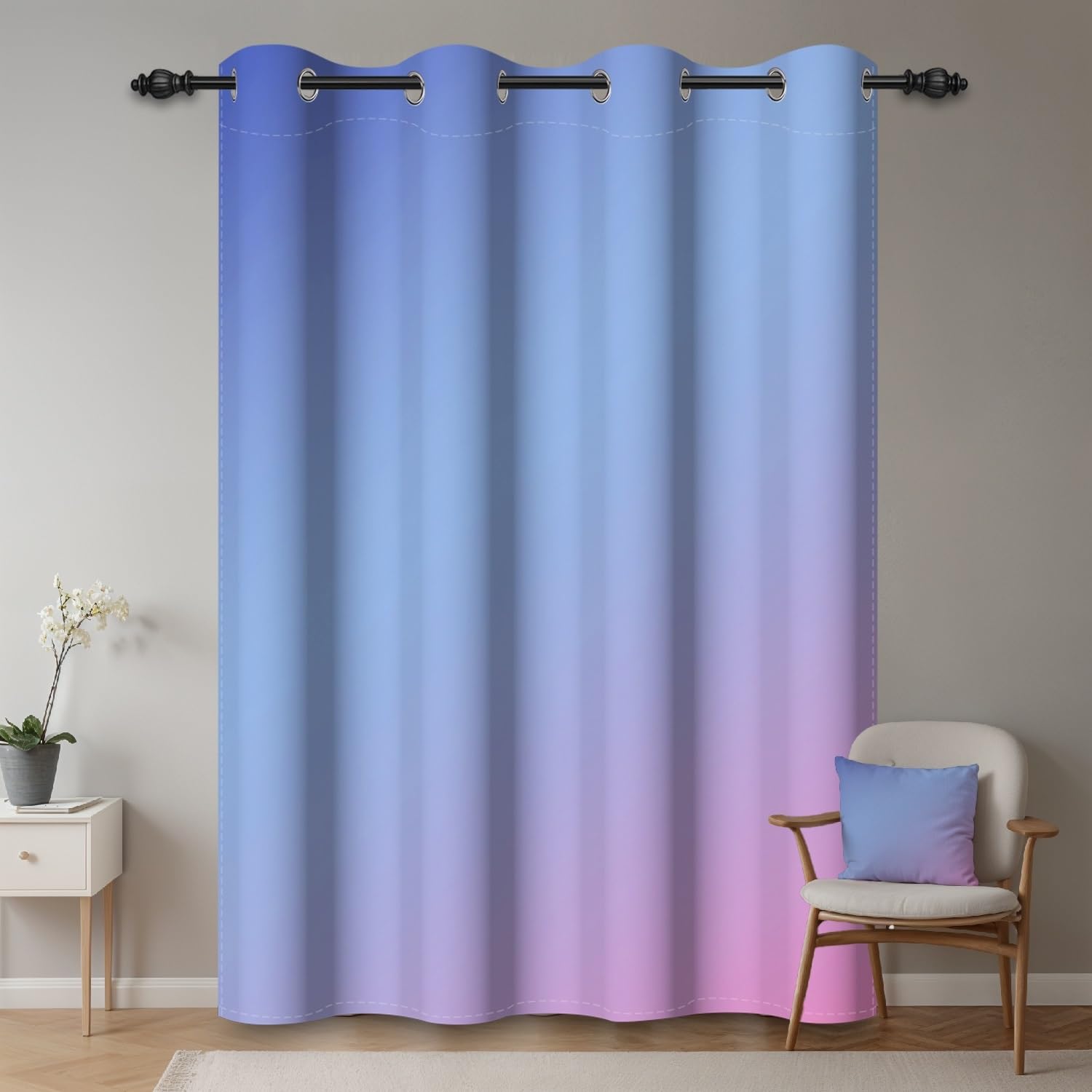 135x245cm Rideau à œillets ombré Bleu Violet Dégradé de couleurs Arc-en-ciel Moderne Abstrait occultants Rideaux pour fenêtres Chambre Chambre d'enfant Salon Bureau à domicile,1 panneau simple
