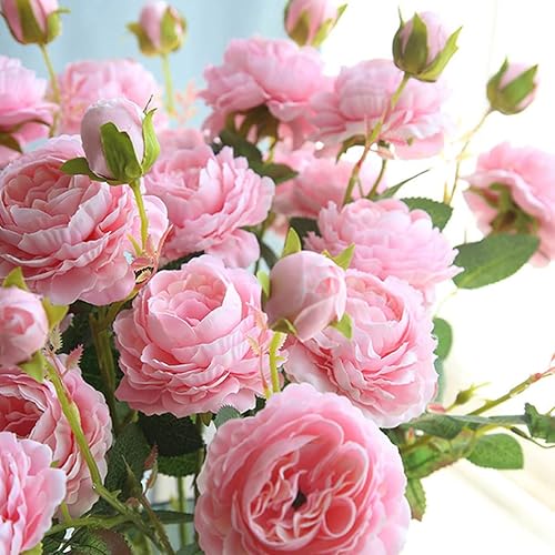 Miniatura 3 de DECHOUS Decoración de rosas artificiales, 4 ramos de rosas de seda, racimos falsos para el día de San Valentín, rellenos de jarrones florales