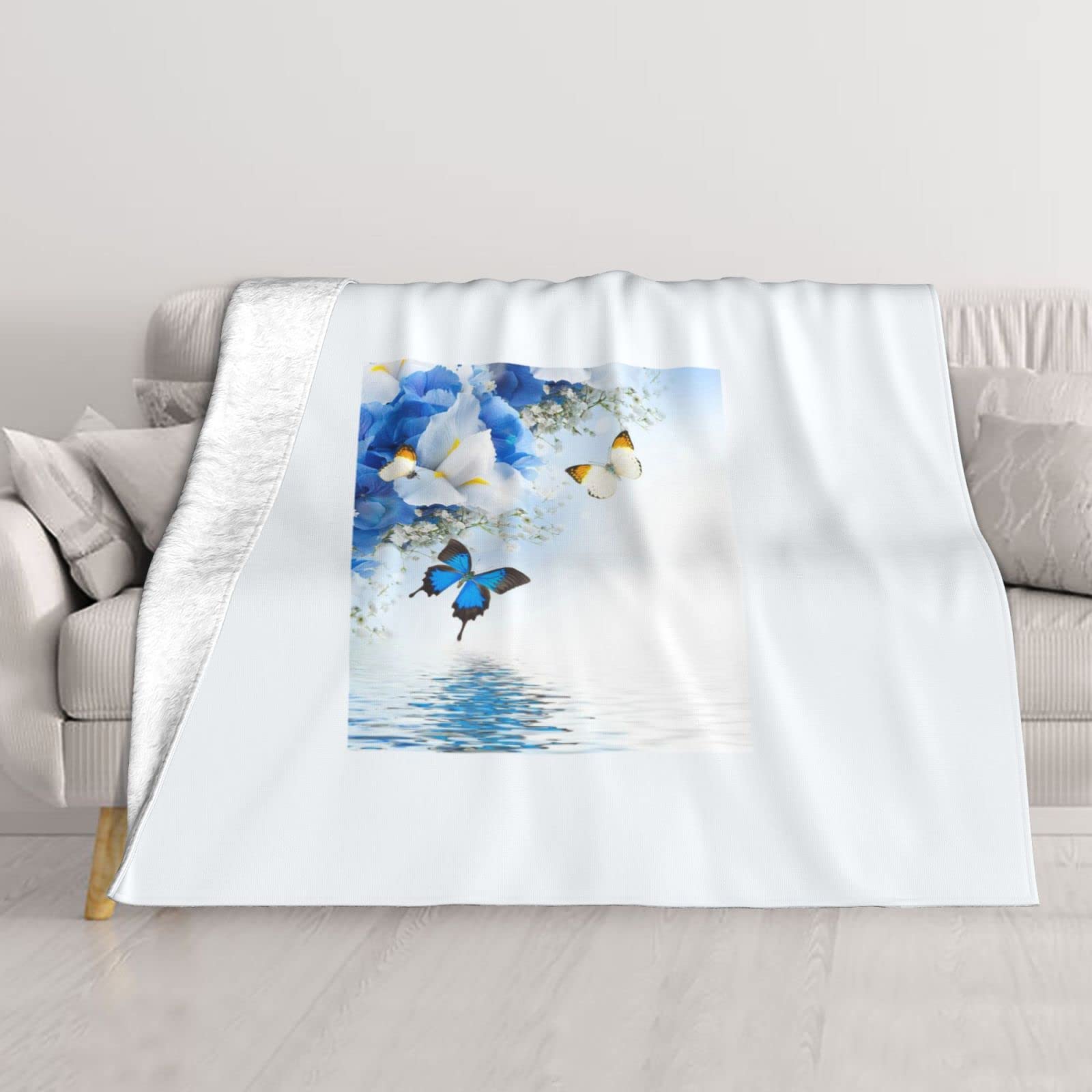 Couverture légère fleurs BAFAFA pour canapé et lit - Plaid doux quatre saisons 152x127 cm