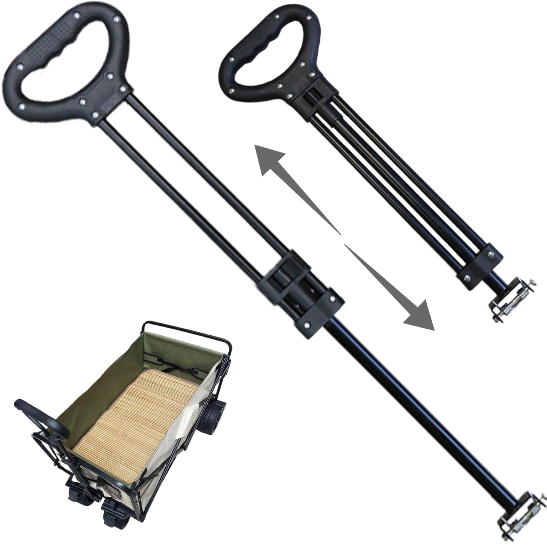 Poignée de Chariot d'extension de Remplacement poignée Chariot Robuste poignées Traction Rechange Fixation poussée pour Poussette pour l'extérieur Le Camping et Le