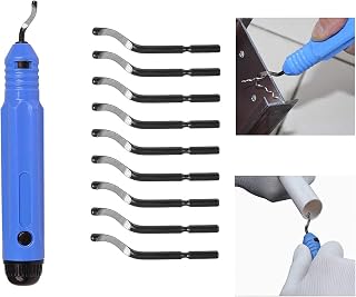 Yuentoen Deburring Tool Kit Deburring Cutters Set,Anti-Slip Handle with 10 pcs Deburring Blades Set,Rotary Pipe Deburr Cutter,Burr Remover Hand Tool for Wood, Plastic, Aluminum, Copper and Steel