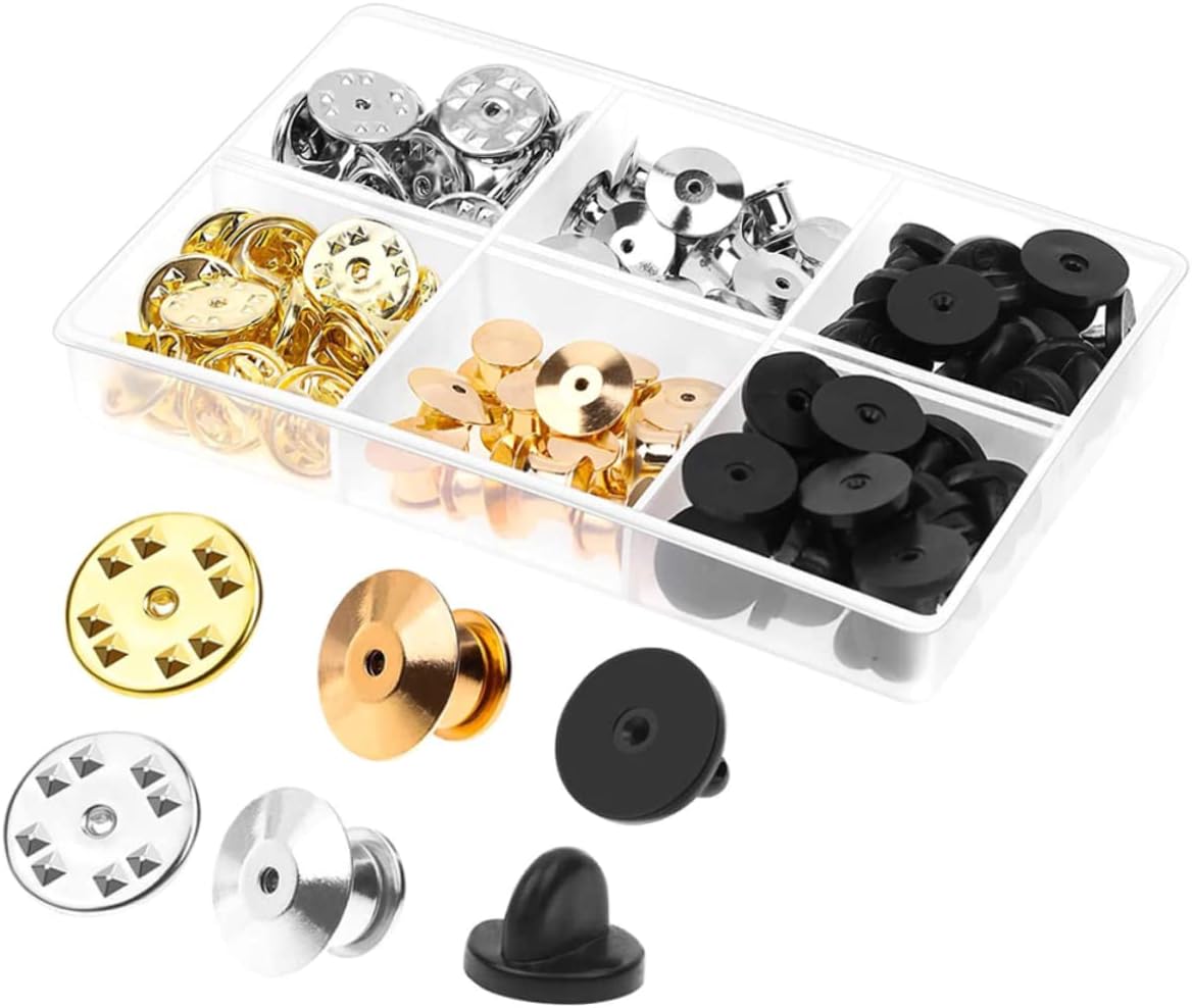 Multipurpose Decorative Pin Backs Replacement Clutch Back Keepers for Tacks Badges Jewelry Making Easy to Use Secure Grip Compact Design for Crafts and Accessories