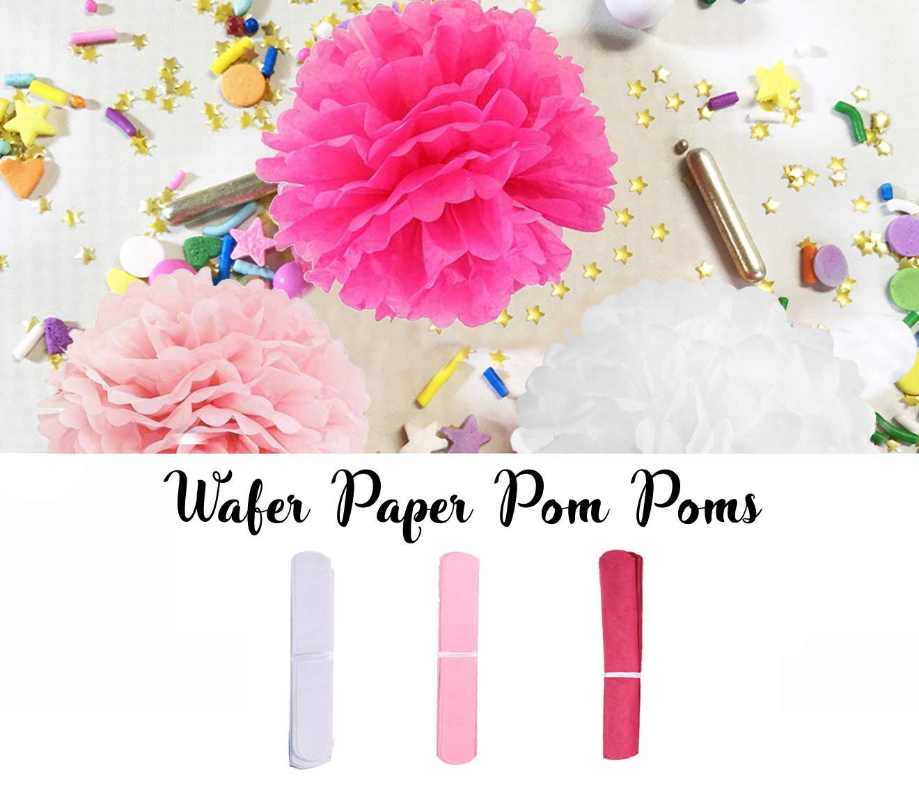 AMFIN® 9 Pcs. 10" Tissue Paper Pom Pom Flower Balls for Birthday Wedding Party Anniversary Welcome Baby Shower Decorations - Dark Pink, Light Pink & White 1