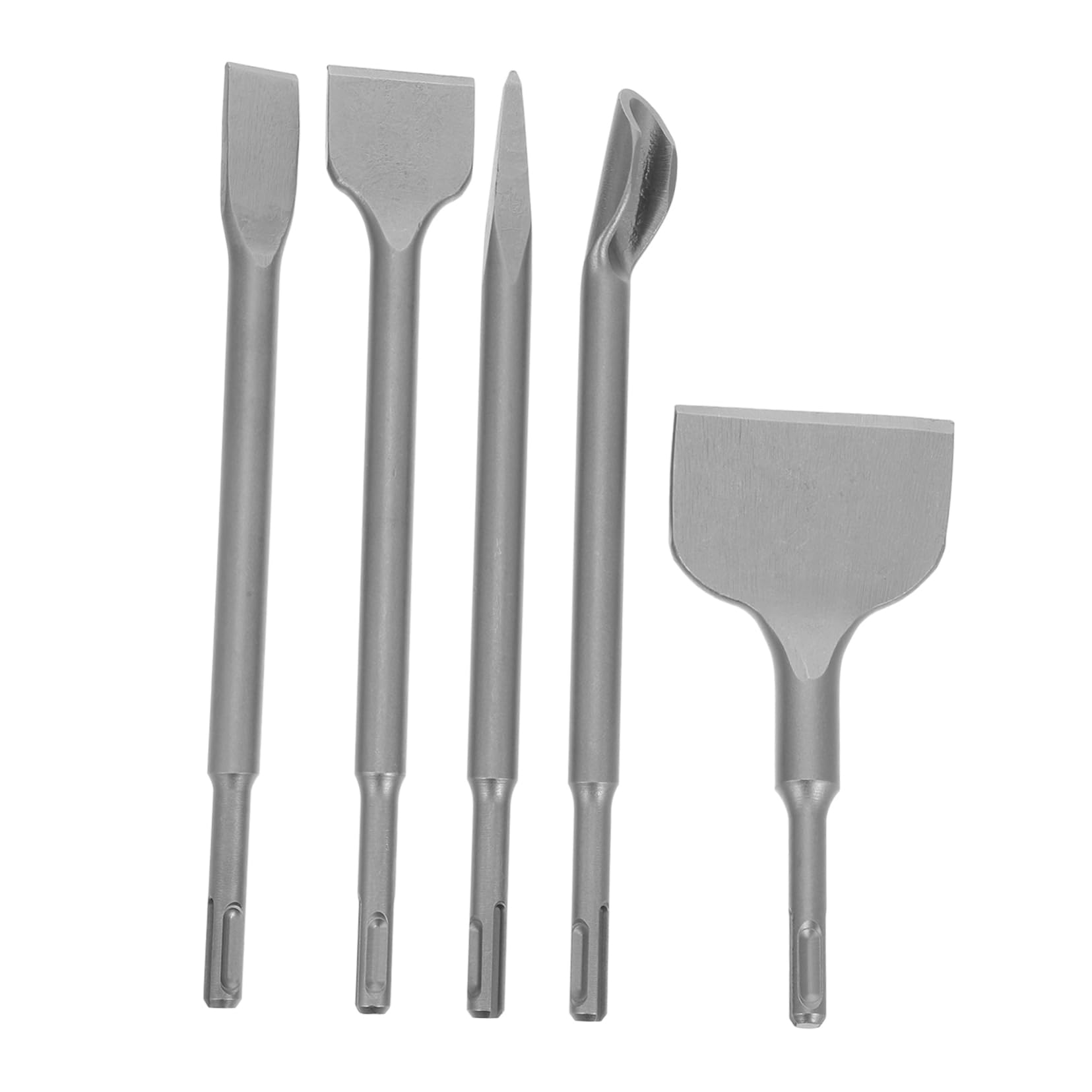 Set di Scalpelli per Piastrelle e Cemento 5 Pezzi in Acciaio Chrome | Ampia, Piatta, a Punta e U, per Pietra e Cemento, Uso in Cantiere e Ristrutturazione Domestica