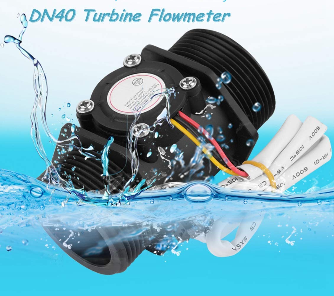 Turbinendurchflussmesser, DN40 G1,5 "Elektronischer Durchflussmesser Wasserdurchflusssensor-Schalter, Hall-Sensor-Schalter-Zähler, für Warmwasserbereiter, Wasseraufbereitungssystem