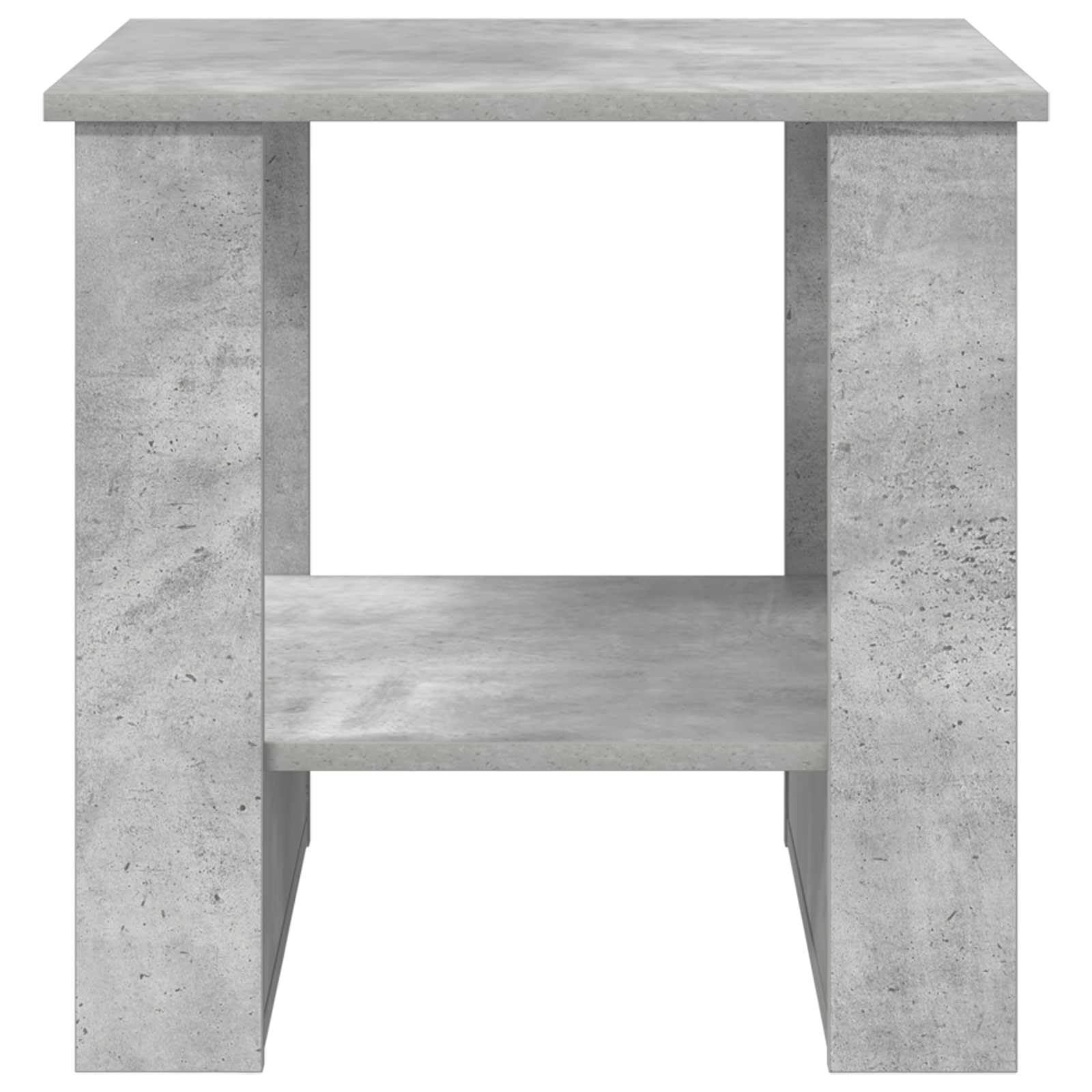 Stolik kawowy betonowy, szary, materiał drewnopochodny, 51 x 50 x 50 cm, z półką i regałem, stolik do salonu, stolik pomocniczy ze stabilną podstawą do salonu, przedpokoju i recepcji