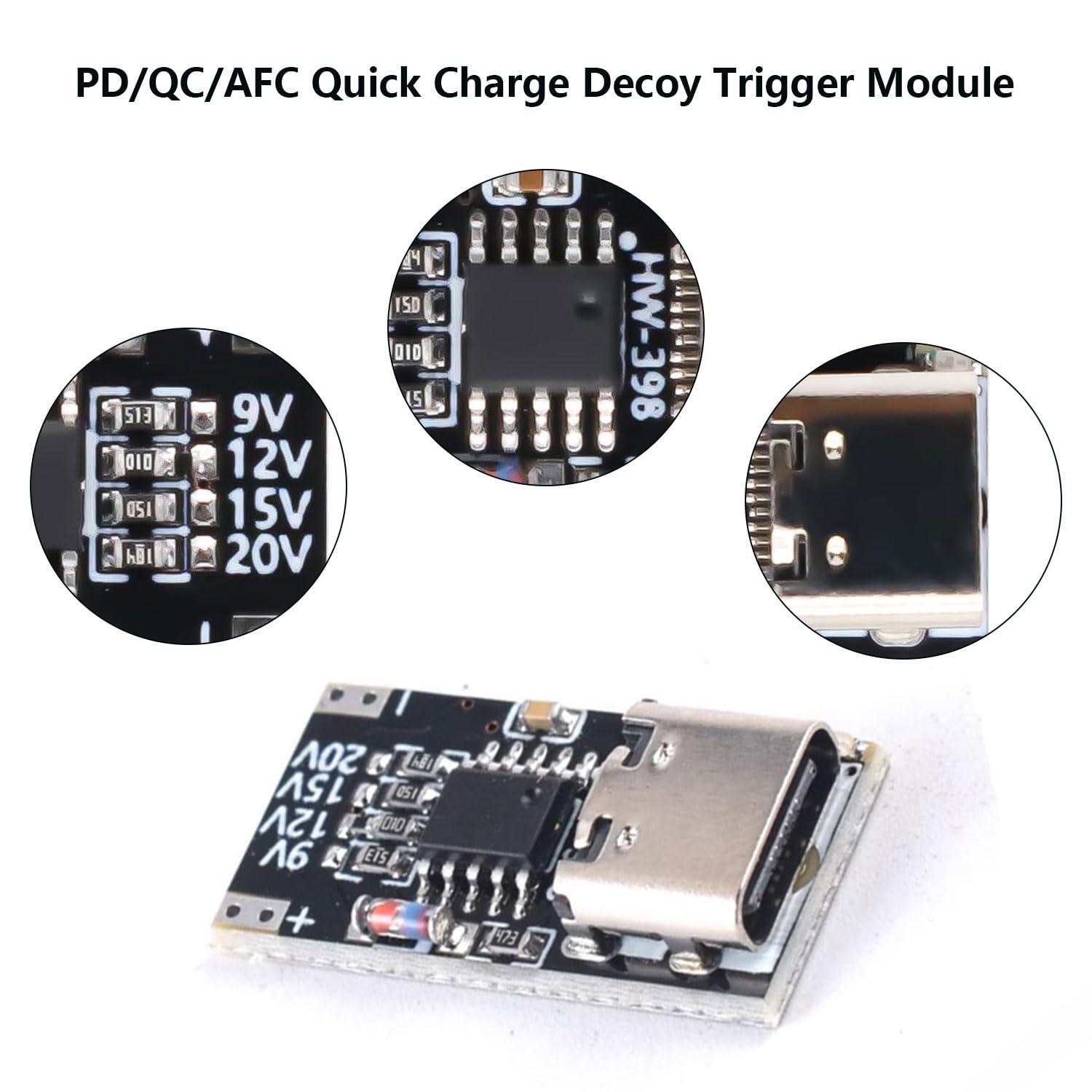 6 modułów PD/QC/AFC Quick Charge Decoy Trigger, typ C PD 2.0/3.0 9-20 V Fast Charge QueryDetector, moduł szybkiego ładowania typu C, interfejs PD3.0/PPS/QC