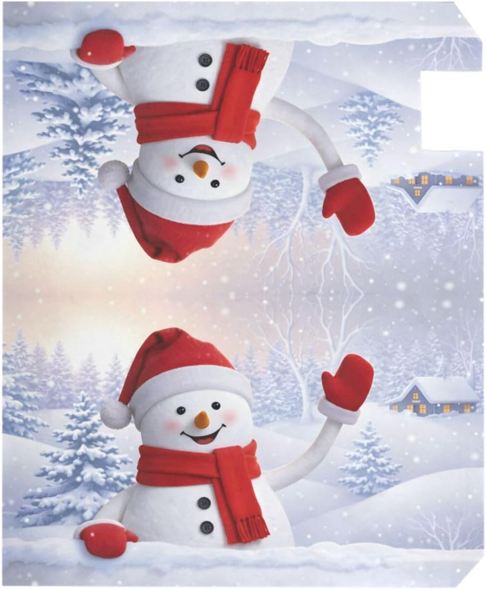ALAZA Christmas Snowman with Santa Hat Magnetic Mailbox Cover New Year Landscape MailWraps Garden Yard Home Decor for Outside Oversized-25.5" x20.8"