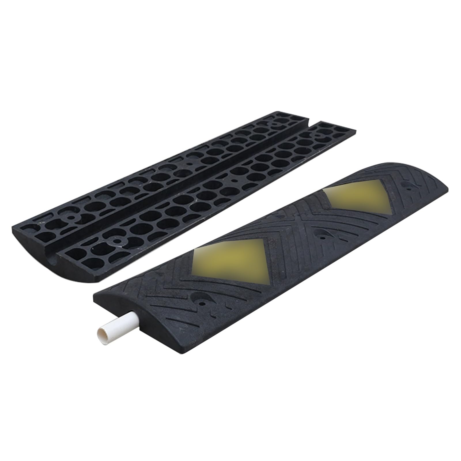 Pasacables de Suelo, Protector de Cables Caucho, Reductor de Velocidad de Cauchos de 100cm, Diseño de un Solo Carril, Capacidad de Carga de 50 T