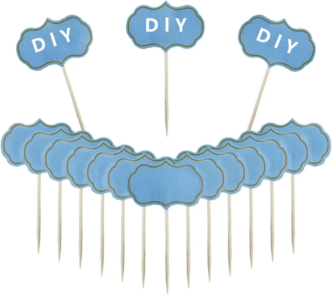 Solid Sky Blue Toothpick Flags, Writable Mini Toothpick Flags,Toothpicks Food Signs for Cheese, Party, Charcuterie Board, Cup cake Toppers Flag DIY Decoration（100 Pcs ）