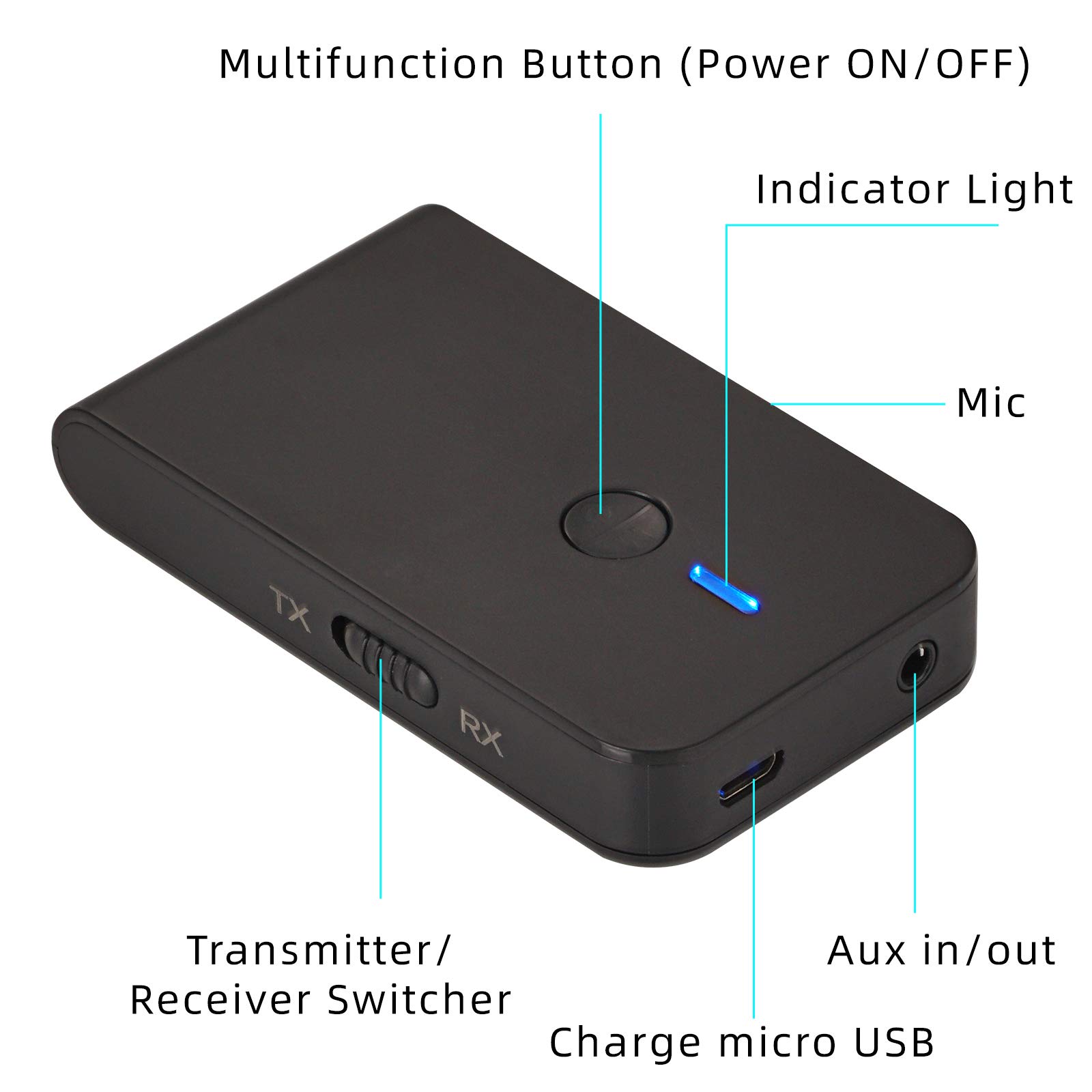 Yizhet Dongle Bluetooth 5.0 USB 2.0 Per PC | Plug & Play, 3Mbps, Portata 10m Per Windows 7/8/10/11 - 3