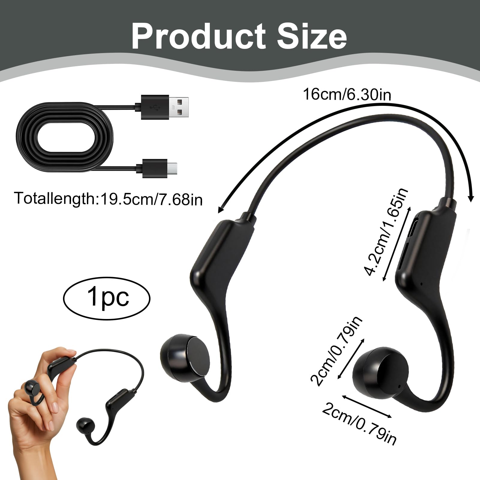 Cuffie Conduzione Ossea Bluetooth 5.3, Auricolari a Conduzione Ossea Sport con Microfono, IPX8 Impermeabile per Nuoto, Corsa, Ciclismo, Cuffie Nuoto Open-Ear HiFi Stereo, Ricarica Rapida USB-C