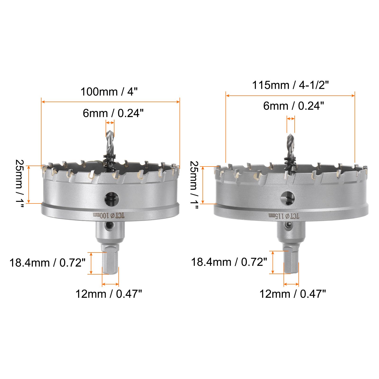 QUARKZMAN 2pz Sega Tazza Metallo Taglierina Carburo 100mm / 4" 115mm / 4-1/2" di Diametro per Acciaio Inossidabile, Metallo, Lega di Alluminio, Rame, Ottone, Plastica