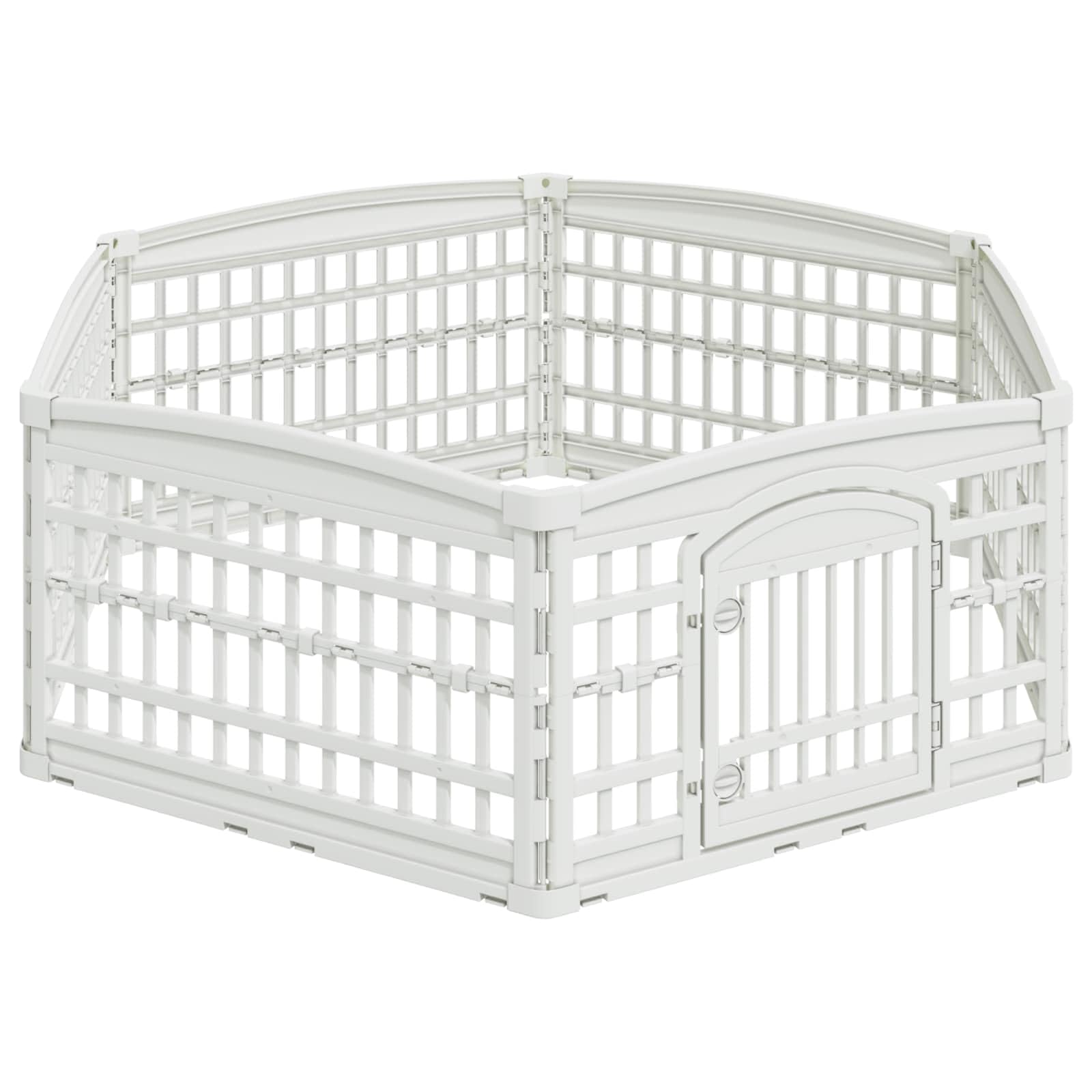 Recinzione pieghevole a 6 pannelli, 177,5 x 154,5 x 58 cm, per cuccioli, per interni ed esterni, resistente alle intemperie