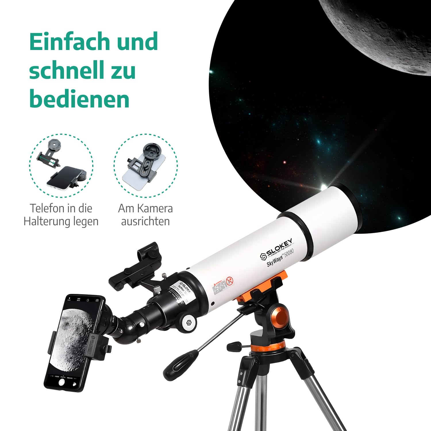Slowkey Pro Barlowlinse für Teleskope - 3X Linse für Profi-Astronomie, erhöht die Vergrößerung; ideal für Teleskop Mond Beobachtungen und Fernglas Astronomie, Teleskop Sterne beobachten