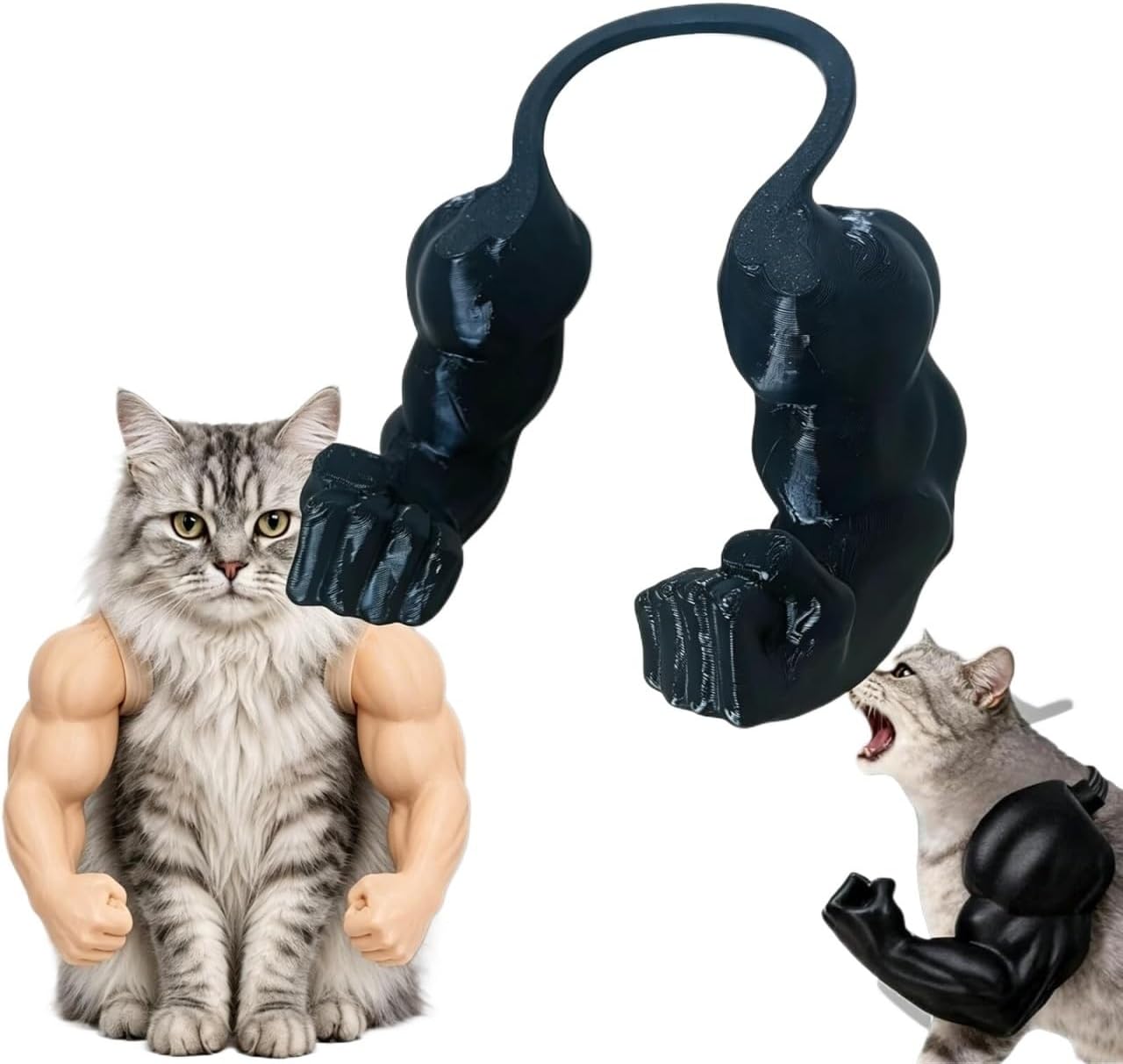 3D printed muscle arm hanging neck prank toy pet shooting prop arm(Black)