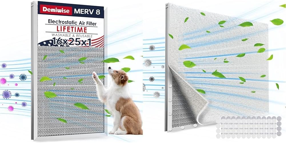 16x25x1Washable Electrostatic Air Filter+25 x 60 Inch DIY Cut to Size Material for AC/HVAC Furnace Filter