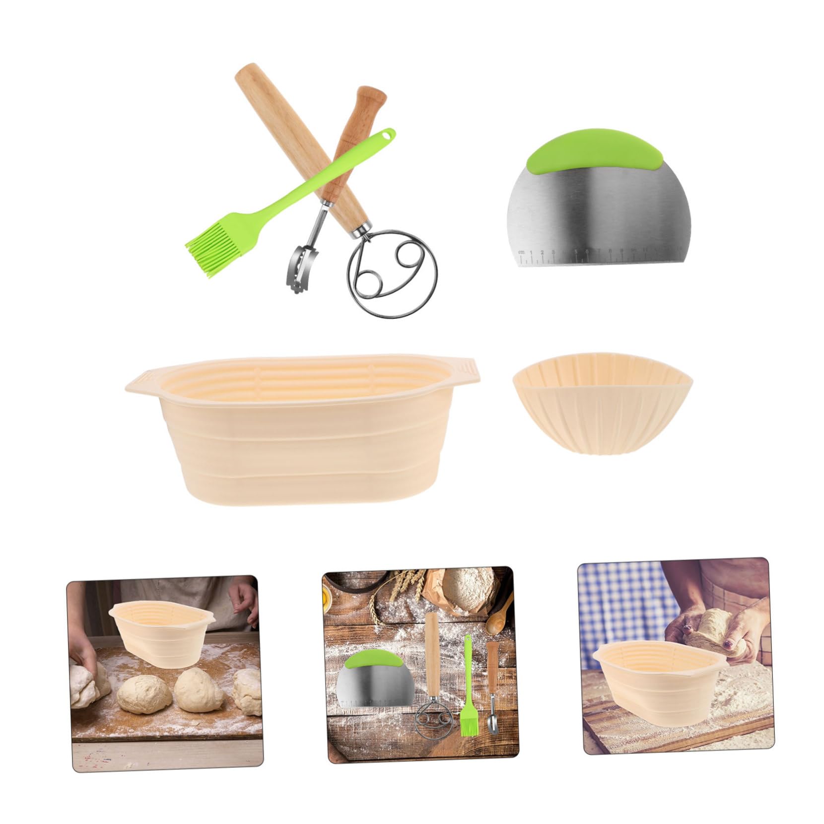 Cesta de Fermentación de Pan de Silicona Redonda, Juego 1