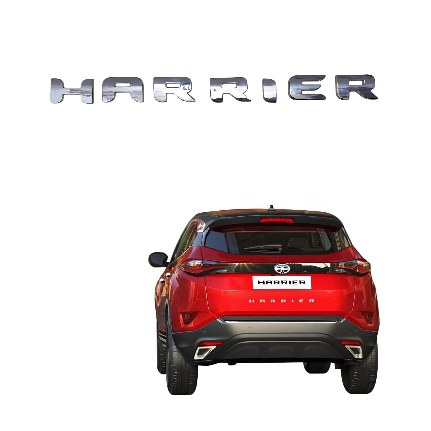 Car Emblem Finish Shape Logo Monogram Compatible with Harrier Rear Front View Chrome Letter Pack of 1 SUV, Premium Grille Badge 3D Metal Nameplate-image-6