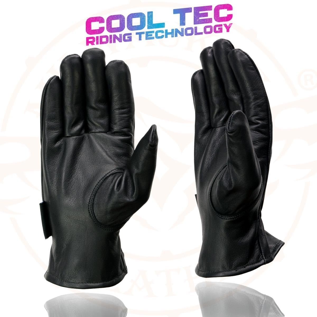 Milwaukee Leather MG7596 Men's Black Leather Motorcycle Rider Unlined Gloves w/Cool-Tec Leather Treatement - Image 5