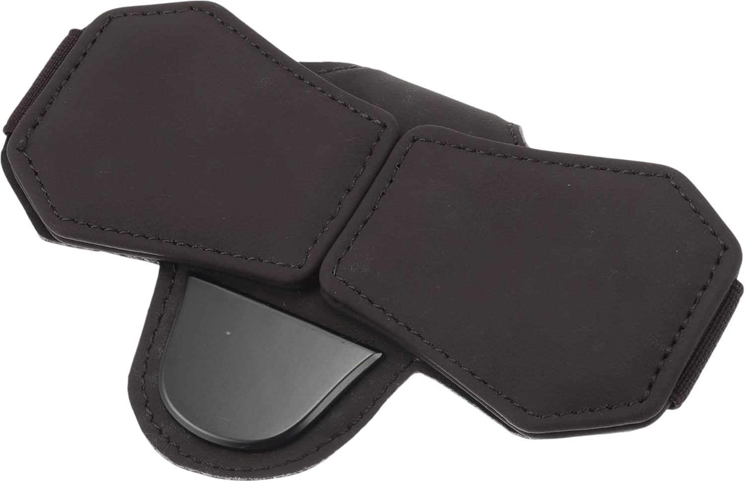 Car Sunglasses Clip Magnetic Universal Sun Visor Eyeglasses Holder Clip PU Leather,Zinc Alloy Brown 15.5x10.8cm 1 Pcs