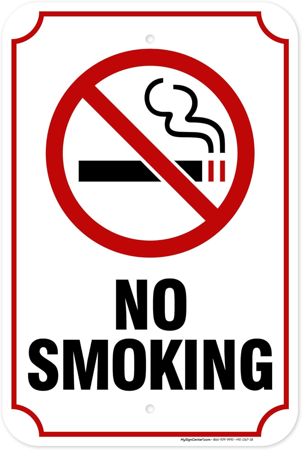 No Smoking Sign, 12"x18" Aluminum, Fade Resistance, Indoor/Outdoor Use, USA MADE By My Sign Center